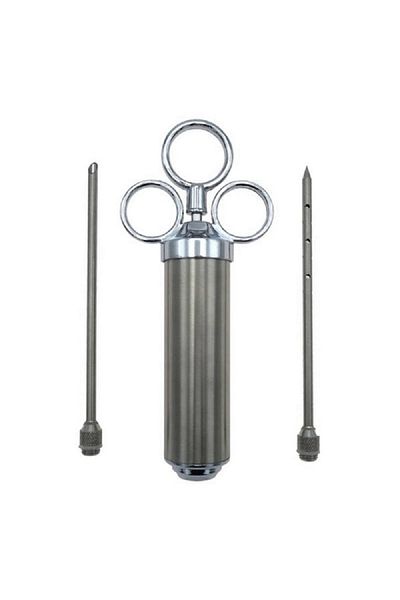 Grill Mark Stainless Steel BBQ Marinade Seasoning Injector Silver 2oz