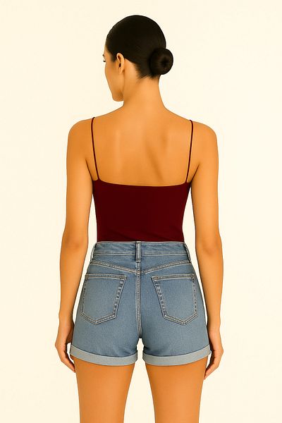 vesantia Women's Burgundy Viscose Lycra Inner Non-Showing Structure Double Layer Drawstring Long Undershirt