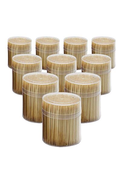 LYOBEST 10 sets Wooden toothpicks in round tube, 65x2 mm, 500 pcs