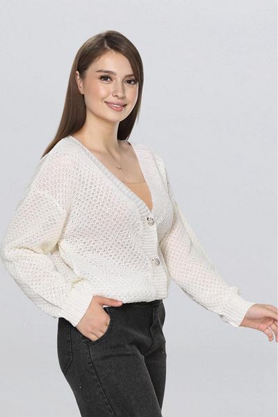 Fox Life Kids Woman's stone detailed honeycomb knit cardigan flt1015