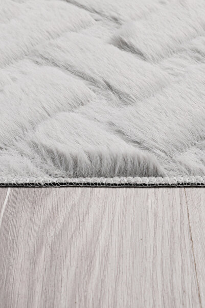 Myevilla Patterned Rabbit Hair Soft 2-Piece Bath Mat – Non-Slip Base Toilet Seat Set Gray