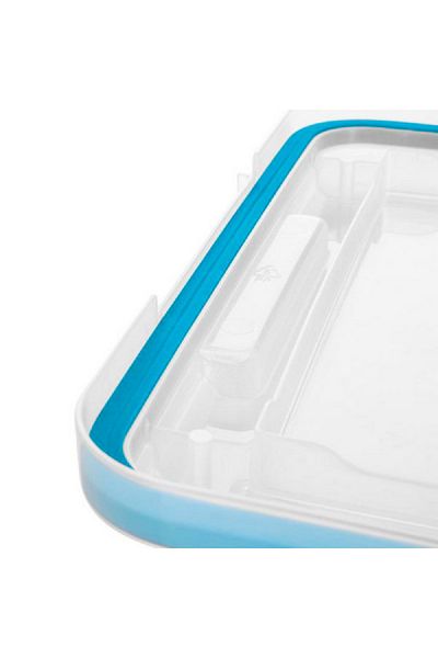 Sterilite Stackable Rectangular Space Saving Gasket Storage Box Clear and Blue 7.5qt