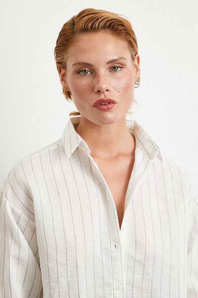 Never more Cotton Striped Shirt White