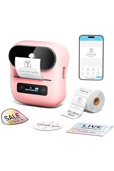 Phomemo طابعة ملصقات - صانع ملصقات M220، طابعة ملصقات باركود صغيرة تعمل بالبلوتوث، منفذ لاسلكي 3 بوصات