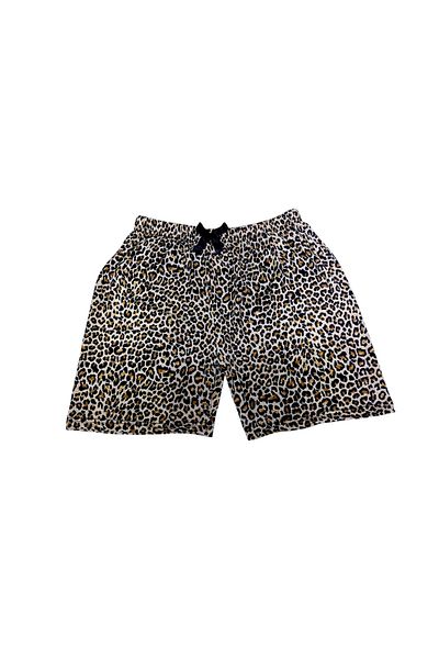 DERENE Desene Women's Milan Fabric Brown Leopard Shorts