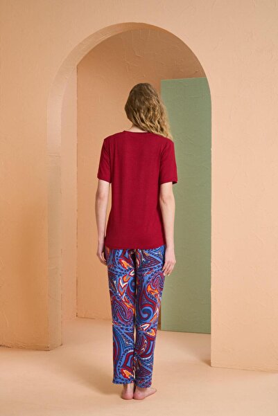 PJS Kadın Bordo Pijama Takım 27129