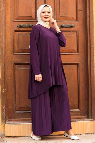 CNG MODA Sandy Pleated Hijab Double Set