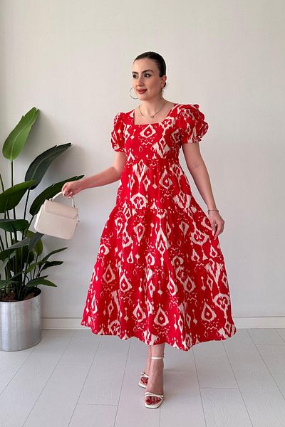 MaziButik Rochie Motif Poplin Roșu