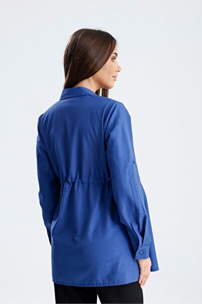 KATLİN MATERNİTY WEAR Maternity Shirt, Poplin Cotton Fabric, Side Lacing and Sleeve Curving Detail