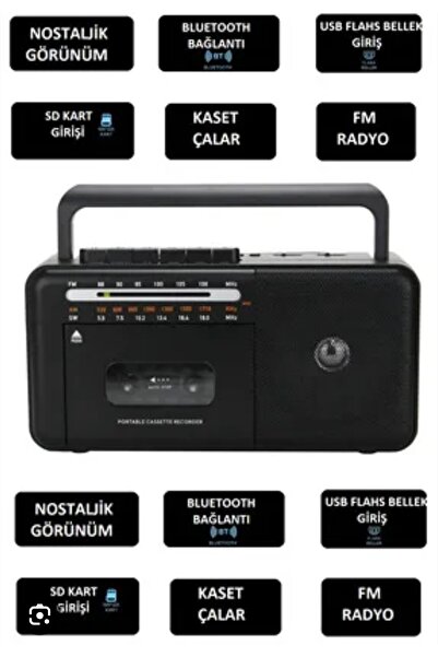 Portable Music Set Cassette Player FM Radio USB MP3 Player Bluetooth Speaker Retro Nostalgia Radio