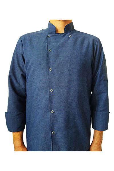 Ant Rotagrup Üniforma ve İş Elbiseleri Cook Jacket Denim Color Unisex Snap Fastener Long Sleeve Chef Cook Kitchen Jacket