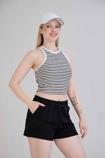 Dream Style Pantaloni scurți de damă din țesătură modală, cu textura moale, elastică, cu șireturi, cu buzunare duble