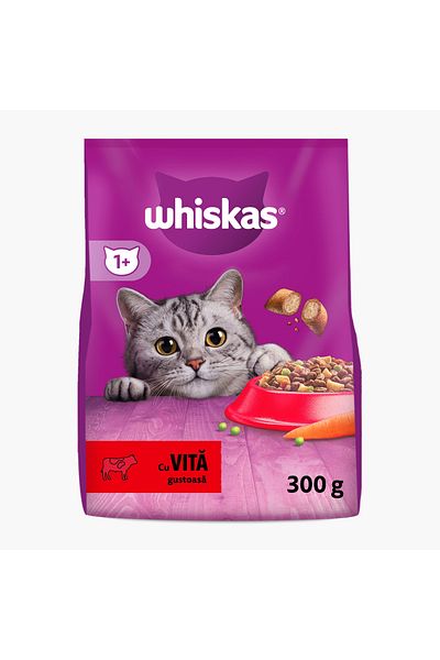 Whiskas Package 10x Dry Cat Food, Beef 300g