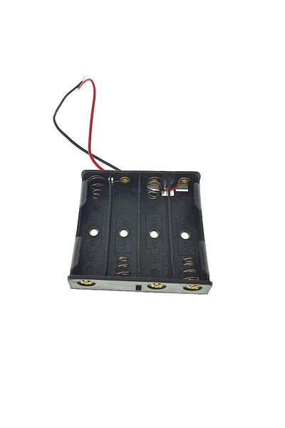 OEM Carcasă cu suport și conectori cu 2 fire, pentru 4 baterii AA R6, plastic negru