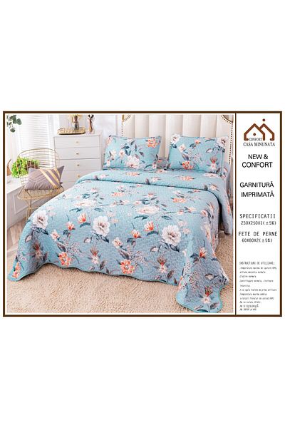FIONNA.RO 3 Piece Velvet Duvet Cover - Blue Boheme