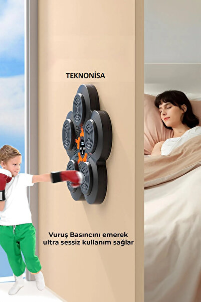teknonisa Boks Eğitim Makinesi Müzikli Duvar Boks Padi enç Yetişkin Boks Egze...