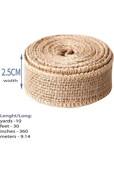 Generic Natural Burlap Ribbon, Jute Ribbons, Fabric Craft Ribbon for DIY Decor, Gift Wrapping, 2.5cm/10yard