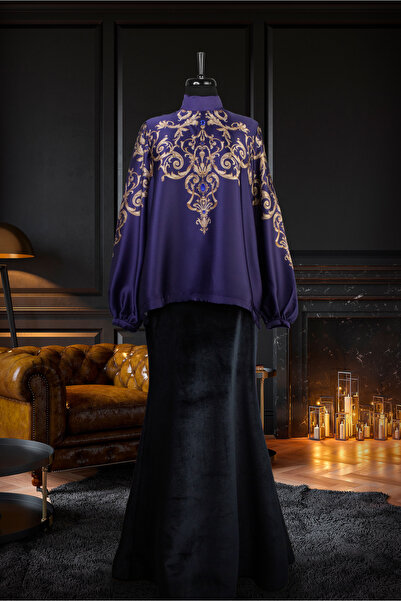 Muslima Wear Majesty Koyu Mor Bluz