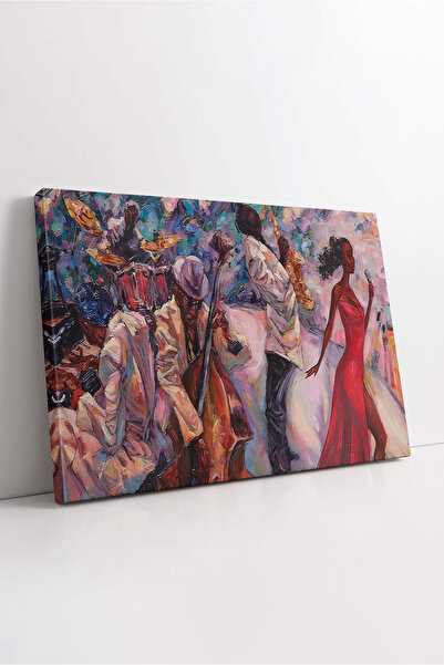 KOSS Dijital Джаз маслена живопис върху платно, музикална картина, джаз музик...