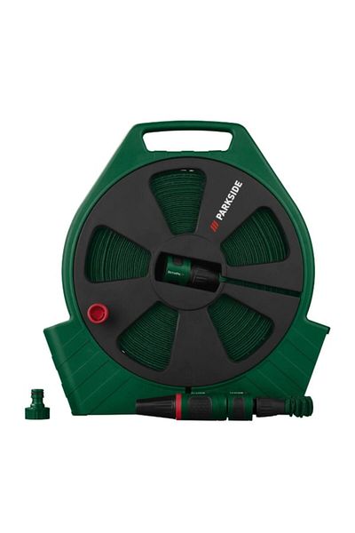 PARKSIDE Flexible Garden Hose, Easy and Compact, Complete Connection Set, ParkSide Flat, Cassette Type, 20 M,