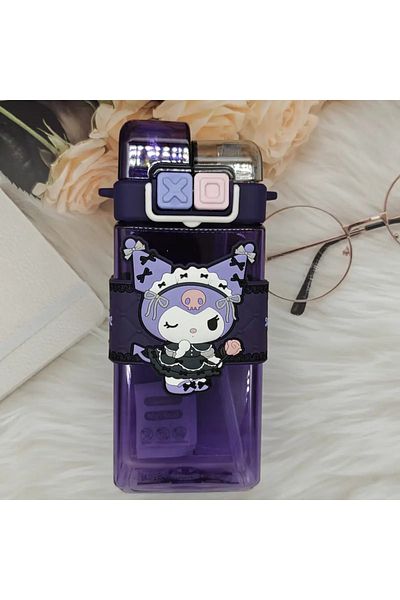 ada çanta kırtasiye Kuromi Figured Sanrio Children's Water Bottle Flask 520ml Hanging Two Compartment Cover Plastic Ad15152