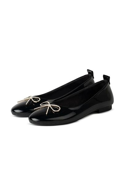 Letafia Alora Bow Detailed Patent Leather Ballerinas