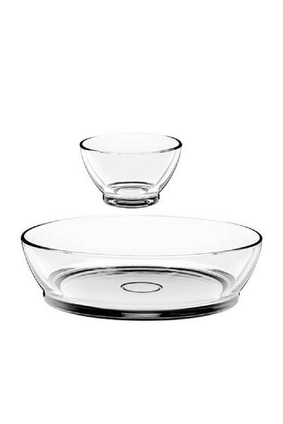 Anchor 2-Piece Whitman Dishwasher and Microwave Safe Glass Chip and Dip Bowl Clear