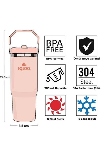 IGLOO Powder Thermos 900ml Flask Salmon