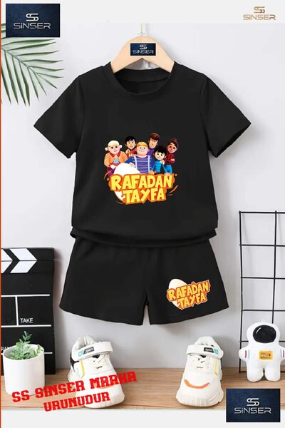 SS SİNSER Çocuk UNISEX “RAFADAN TAYFA ALT YAZI COKLU“ Özel Baskılı Bisiklet Yaka Tişört - Şort Takım