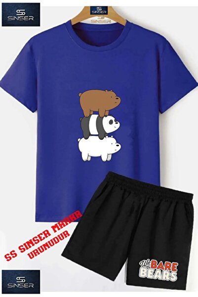 SS SİNSER Child Unisex “Pandas 3Pack Back to Back“ Custom Printed Crew Neck T...