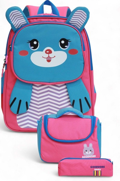 Kidessa 2204-Goodwork Girl's Triple Set Figured Primary School Backpack