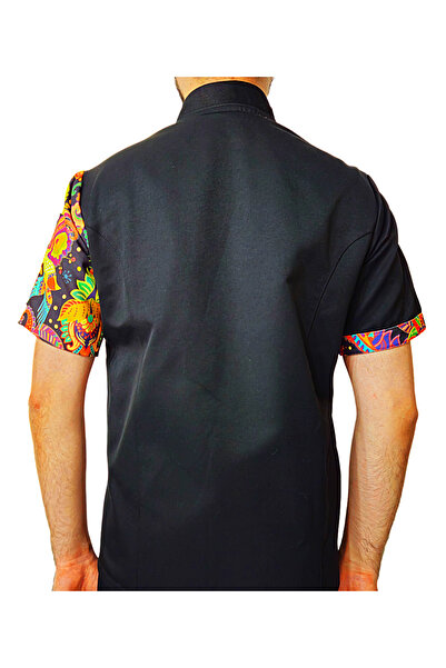 Ant Rotagrup Üniforma ve İş Elbiseleri Μπουφάν Cook με μοτίβο Unisex κοντομάνικο Chef Cook Μπουφάν κουζίνας Ethnic μοτίβο