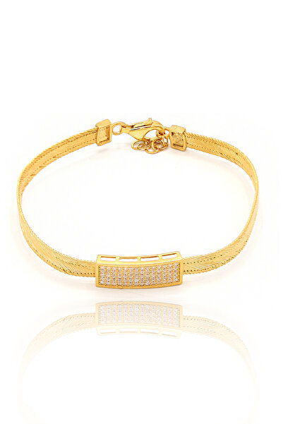 Midyat Nurtaş Gümüş Mikro Zirkon Taşlı Trabzon Hasırı Altın Kaplama Gümüş Bil...