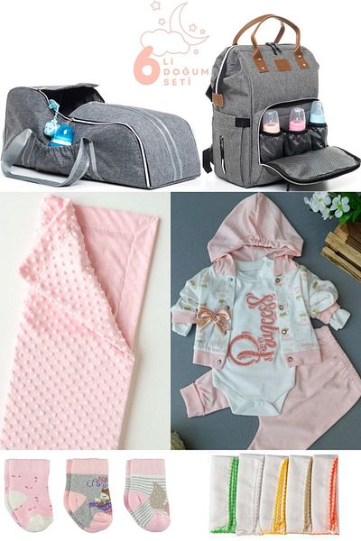Pimadyo Large Birth Set (Hospital Release, Baby Backpack, Carrycot, Blanket, 10Pcs Wipes and 3Pcs Socks)