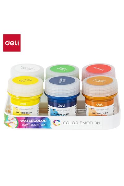 Deli EC22-6 Watercolor Paint Set 15ml×6 – ideal for school art and creative projects