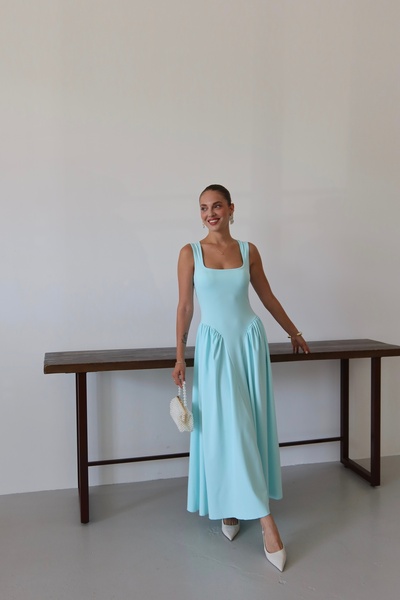 LOISY Kadın Kare Yaka Kalın Askılı Tasarım Elbise