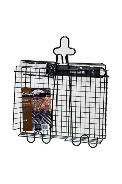 Grill Mark سلة شواء مستطيلة من الفولاذ بمقبض قابل للفصل باللون الأسود 24 × 30 سم