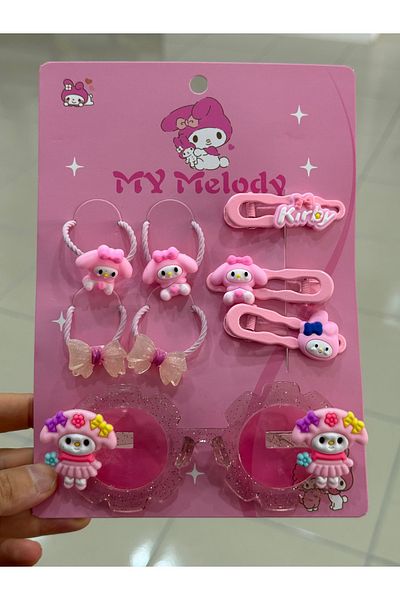 EliraToka Girl's Kuromi My Melody Cinnamoroll Glasses Buckle Set