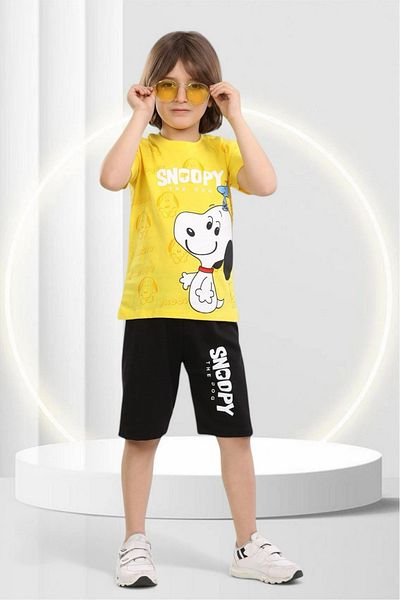 ruhaay Snopy Printed Boy's Short Sleeve Summer Shorts Bottom Top Suit