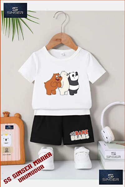 SS SİNSER Tricou cu gât rotund cu imprimeu special pentru copii UNISEX „PANDA...