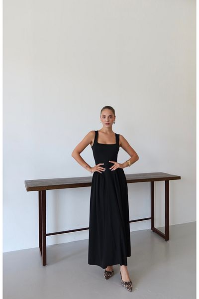 LOISY Rochie de damă cu guler pătrat cu bretele groase