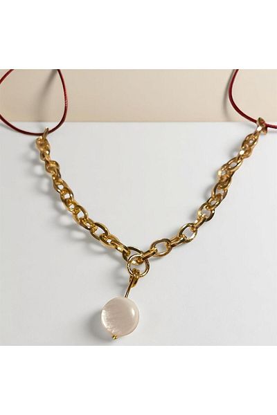 not cool. • Be Basic Series • Lacing Necklace with Stainless Steel Charm and Chain Detail
