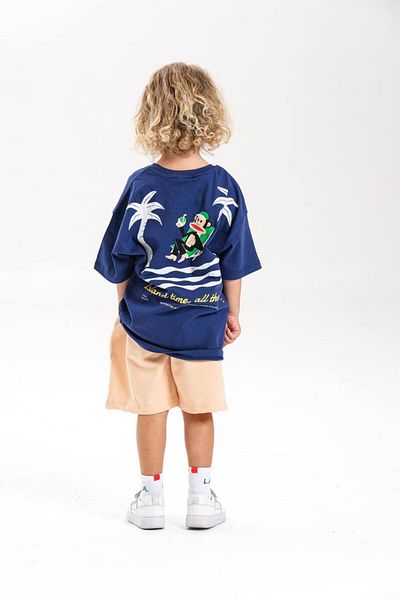 ZRA Vanilla Avenue Navy Blue Monkey Print T-Shirt Shorts Boys Bottom Top Set