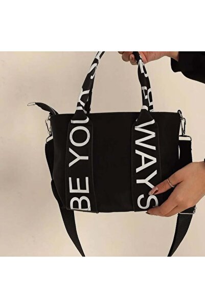 Efe Organik Kanvas Kumaş Yazılı Uzun Askılı El Omuz ve Çapraz Çanta