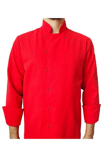 Ant Rotagrup Üniforma ve İş Elbiseleri Chef Jacket Red Color Unisex Snap Fastener Long Sleeve Chef Cook Kitchen Jacket