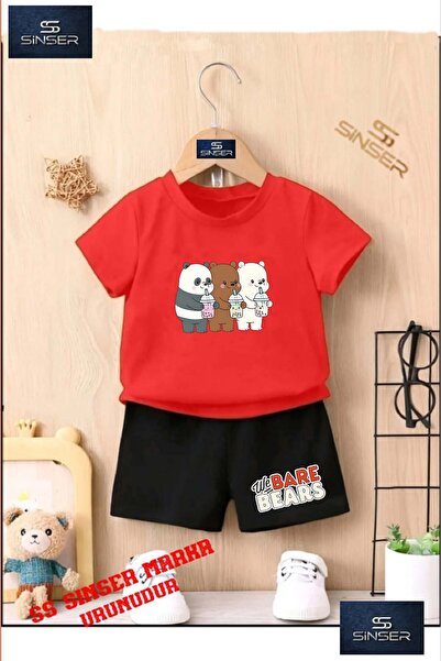 SS SİNSER Tricou cu gât rotund cu imprimeu special „PANDAS 3LU ICECEK” UNISEX...