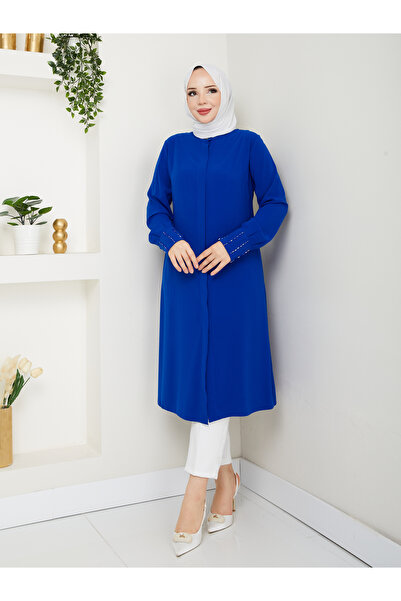 BELLİNA Kadın Medine İpeği Yazlık Tunik Saks Mavisi