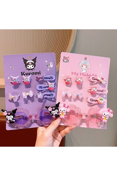 EliraToka Girl's Kuromi My Melody Cinnamoroll Glasses Buckle Set