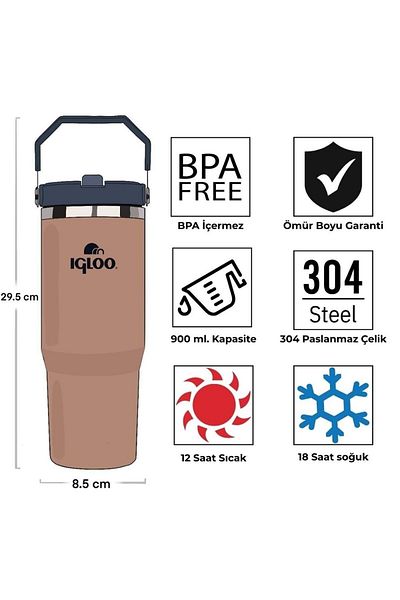 IGLOO Powder Thermos 900ml Flask Brown