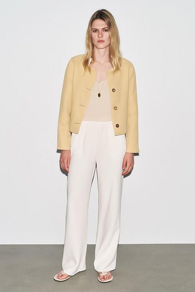 HAKKE Wide Trousers with Elastic Waist and Linen Look